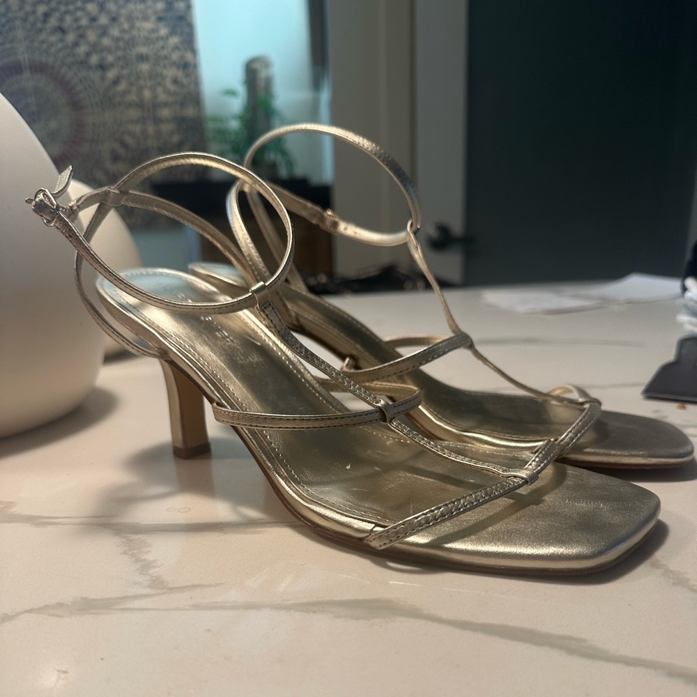 Gold T strap heels size 9
